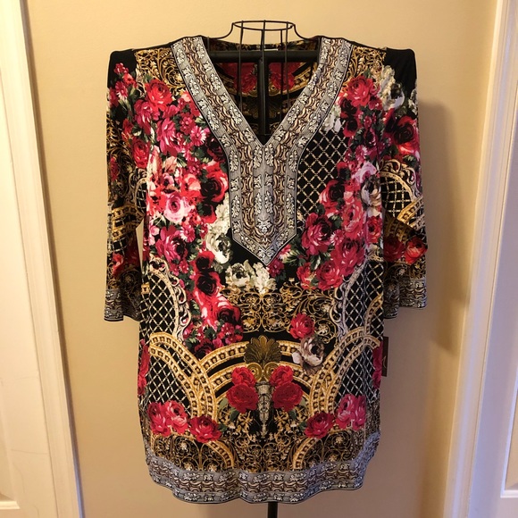 JM Collection Tops - French Roses JM Collection Blouse 2X🌹